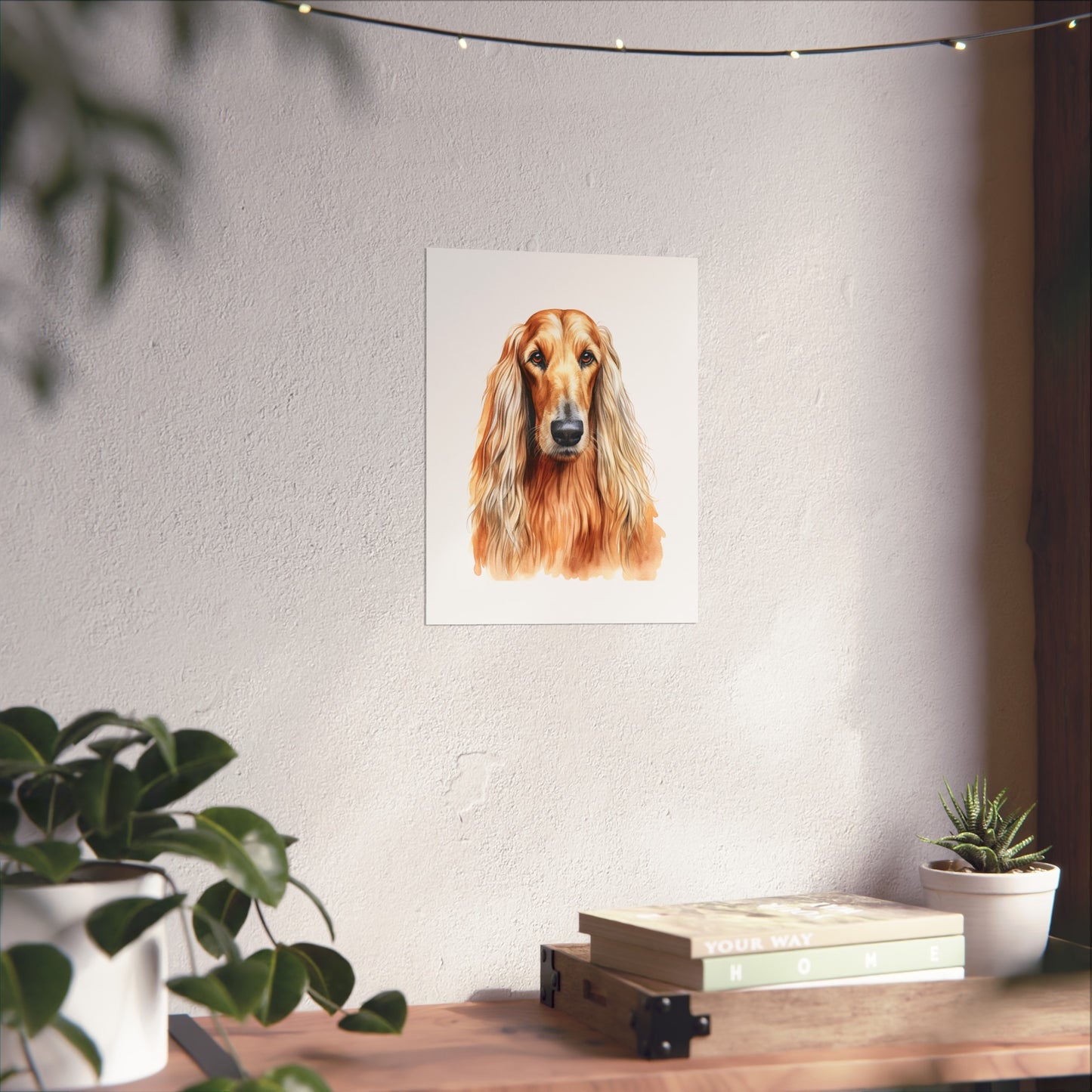 Afghan Hound Dog Water Colour Metal Wall Art