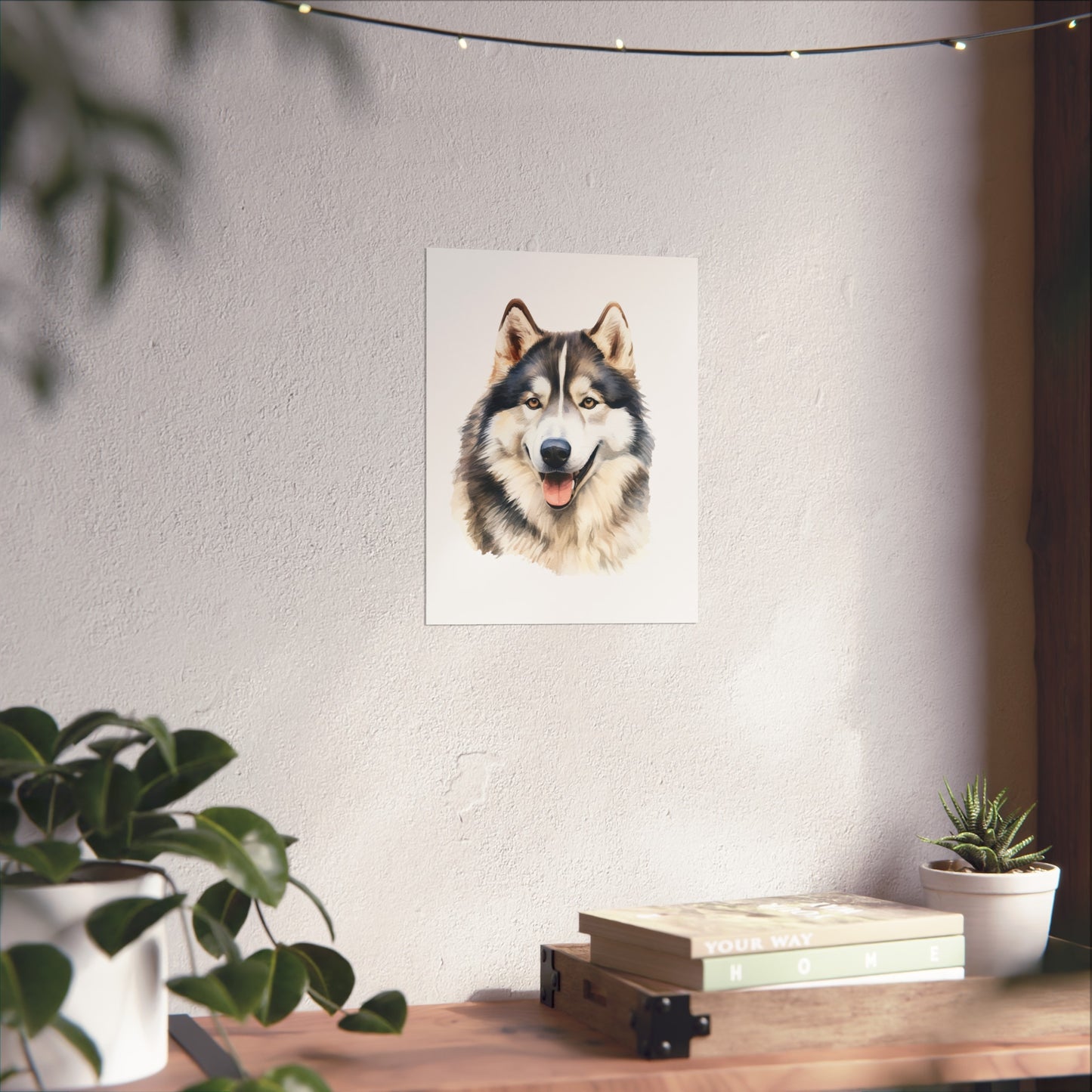 Alaskan Malamute Dog Water Colour Metal Wall Art