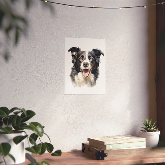 Border Collie Dog Water Colour Metal Wall Art