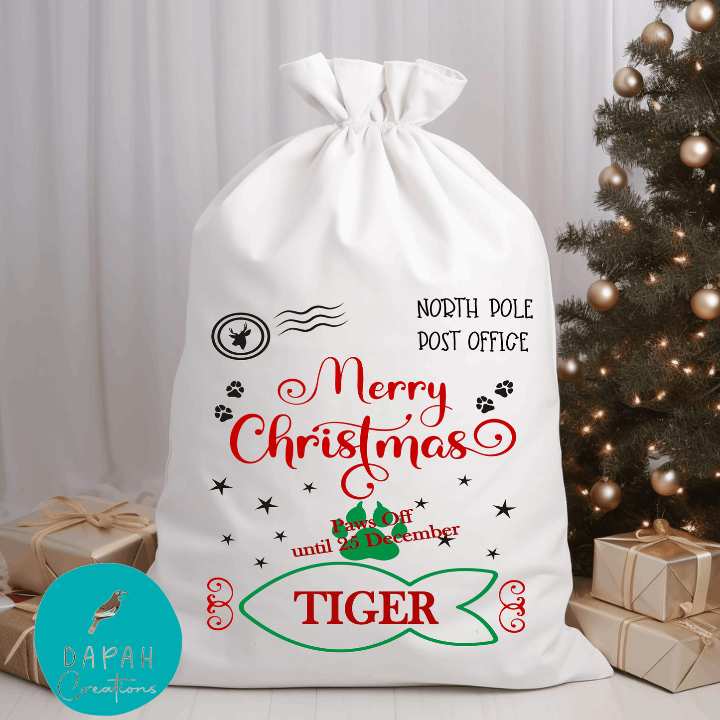 Cats Personalised Custom Santa Sack - DAPAH Creations