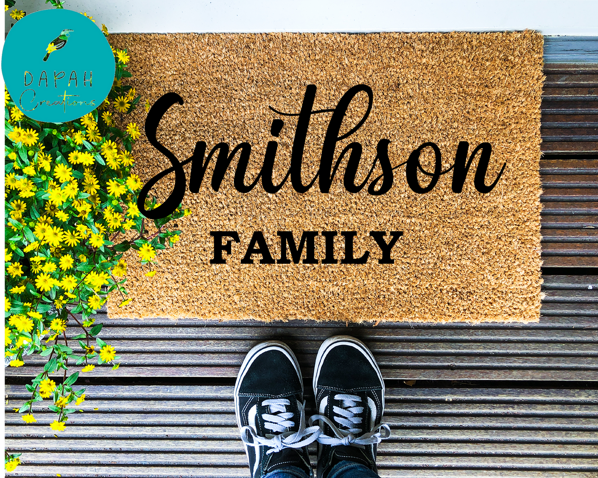 [CUSTOM NAME] Family - Coir Doormat - DAPAH Creations