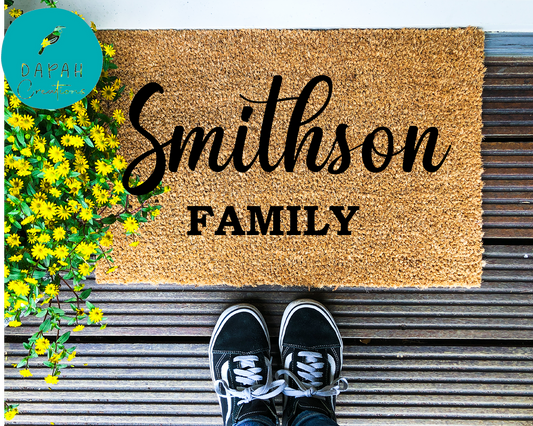 [CUSTOM NAME] Family - Coir Doormat - DAPAH Creations