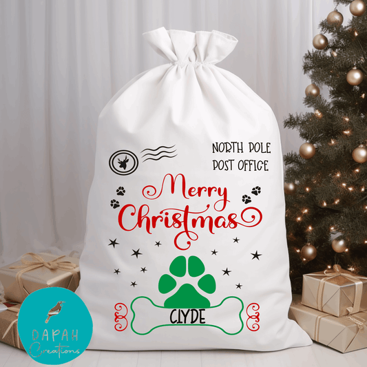 Dog's Merry Christmas Personalised Custom Santa Sack - DAPAH Creations