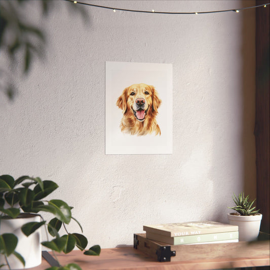 Golden Retriever Dog Water Colour Metal Wall Art