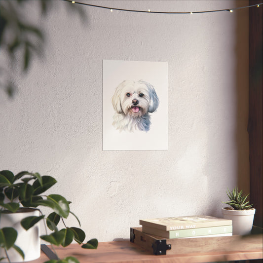 Maltese Dog Water Colour Metal Wall Art