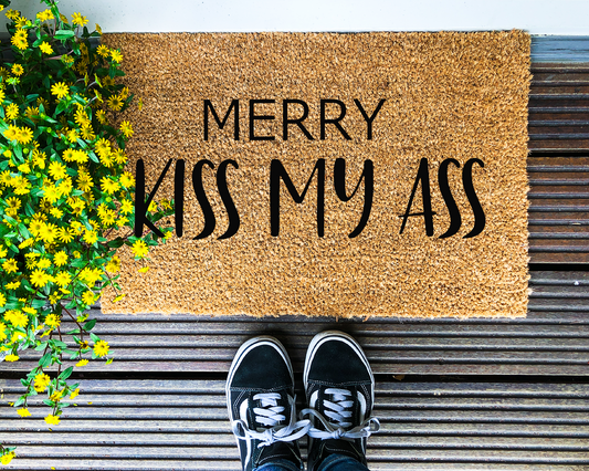 Merry Kiss My Ass - Coir Doormat