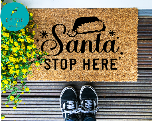 Santa Stop Here - Coir Doormat - DAPAH Creations