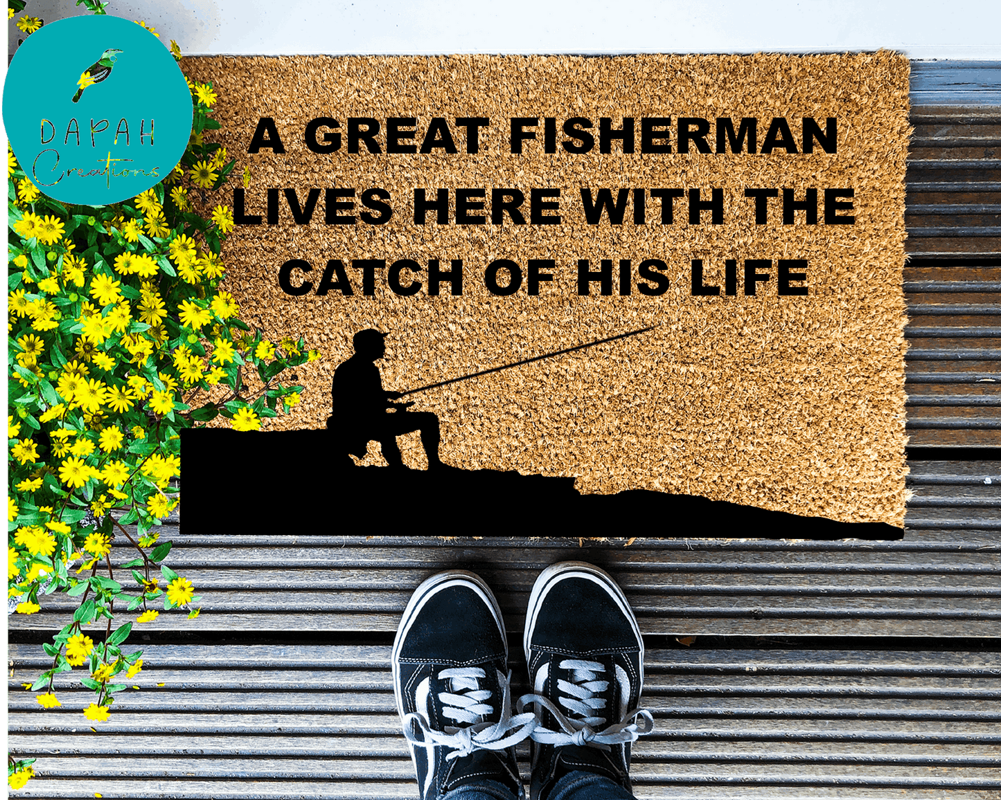 A Great Fisherman Lives Here - Coir Doormat - DAPAH Creations