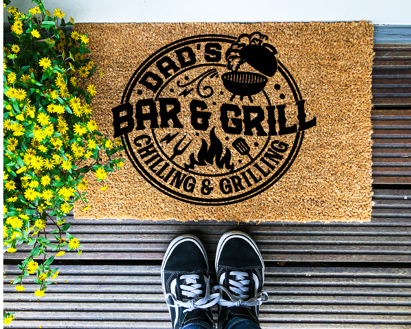 Dads Bar & Grill, Chilling and Grilling - Coir Doormat