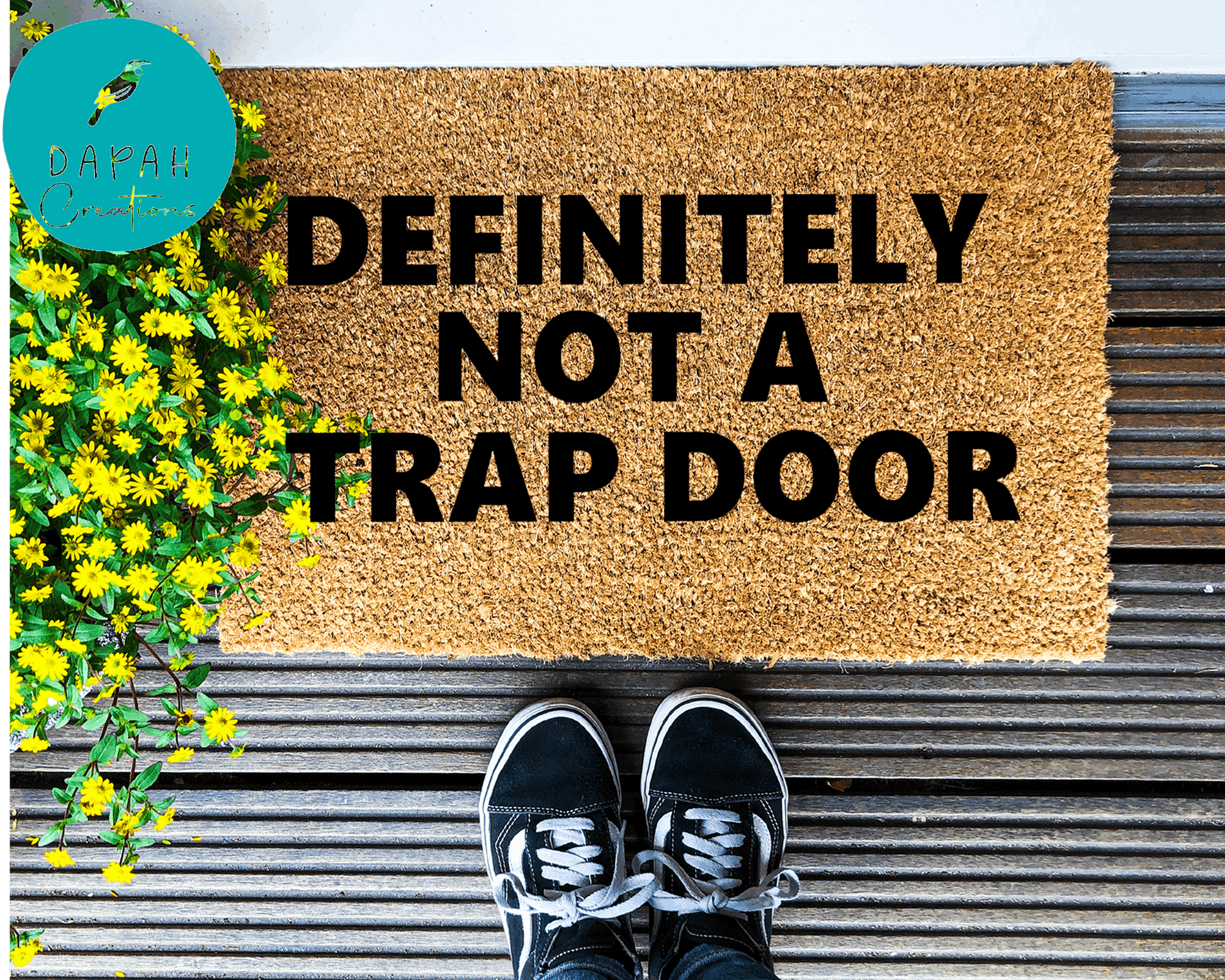 Definitely not a trap door - Coir Doormat - DAPAH Creations