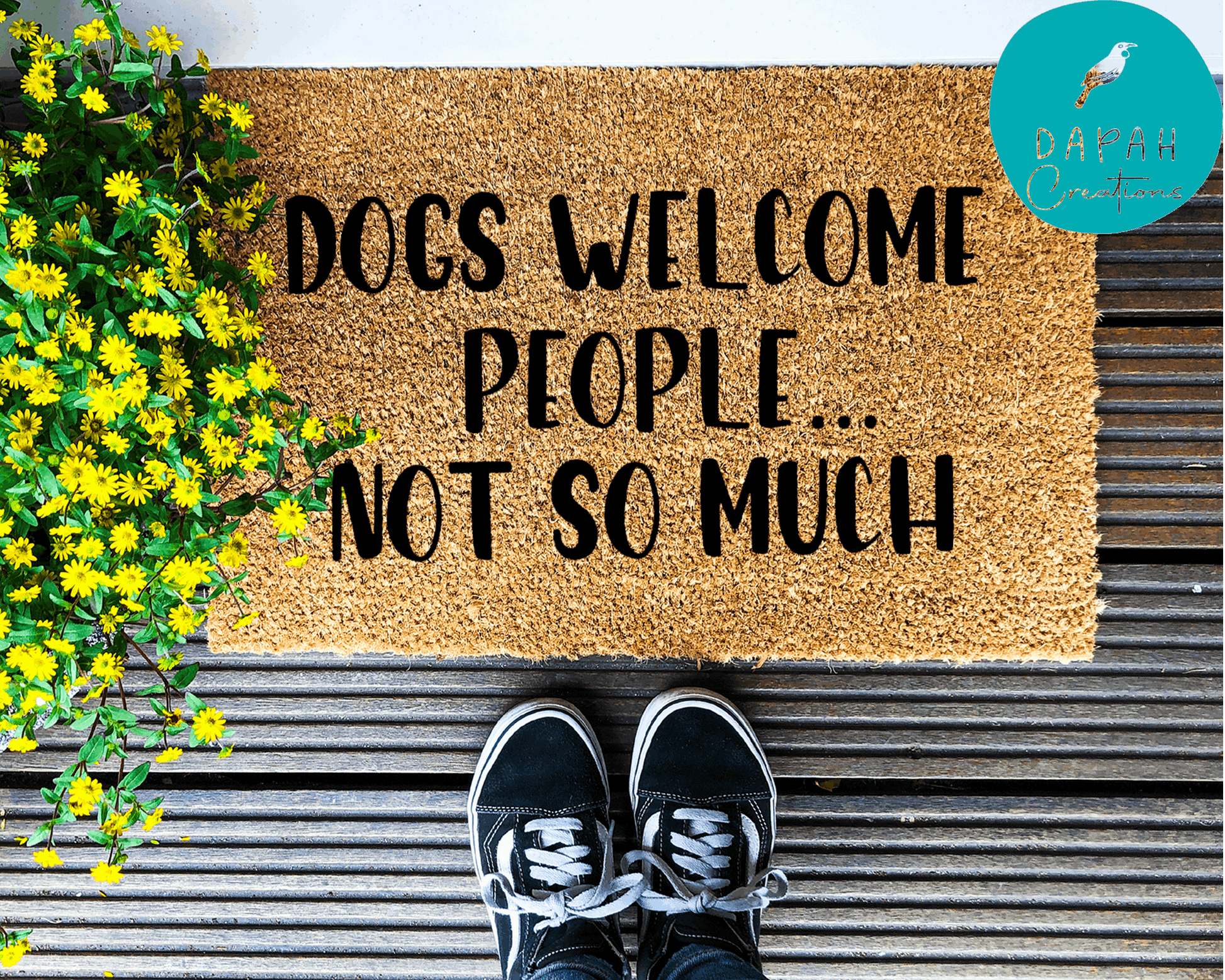 Dogs welcome, people not so much - Coir Doormat - DAPAH Creations