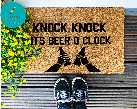 Knock knock it's Beer O Clock - Coir Doormat - DAPAH Creations